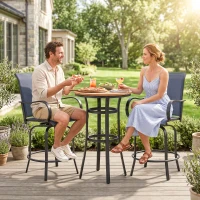 Outsunny Outdoor Bar Stools Set of 2, 360° Swivel Bar Height Chairs, 26.75" x 29.5" x 48.5", Navy Blue(m-7)