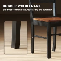 HOMCOM Farmhouse Dining Table Chairs, Set of 2 Rubber Wood Kitchen Table Chairs with Open Back for Living Room, Black(m-6)
