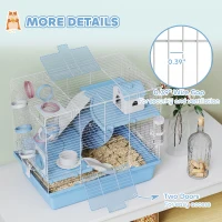 PawHut Hamster Cage, 3-Tier Small Animal Cage with Exercise Wheel, Food Bowl, Water Bottle, House, Tunnels, Ramps(m-7)