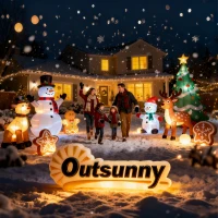 Outsunny 5ft Christmas Inflatables Outdoor Decorations Blessed Polar Bear and Penguins in the Cup, Blow-Up LED Yard Christmas Decor for Garden, Lawn, Party, Holiday(m-9)