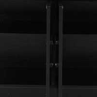 HOMCOM Sideboard, Buffet Cabinet with 4 Barn Doors and 3 Drawers, Coffee Bar Cabinet with Adjustable Shelves, Black(m-10)