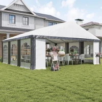Outsunny 20' x 20' Heavy-duty Large Wedding Tent, Outdoor Carport Garage Party Tent, Patio Gazebo Canopy with Sidewall, Gray(m-8)