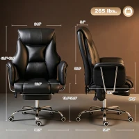 HOMCOM Massage Office Chair with 6 Points Vibration, Executive Desk Chair with High Back, PU Leather, Footrest, Black(m-3)