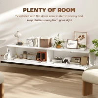 HOMCOM Wall Mounted TV Stand, Floating TV Cabinet with Storage, for TVs up to 70", High Gloss Effect, White(m-5)