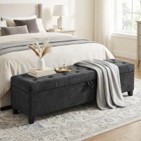 HOMCOM Storage Ottoman Bench, 63" End of Bed Bench for Queen/King Bed, Living Room, Bedroom, Entryway, Dark Grey(m-1)