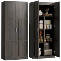 HOMCOM Farmhouse Pantry Cabinet, 71" Tall Kitchen Pantry Storage Cabinet with Soft-Close Hinges, Adjustable Shelves, Espresso(m-11)