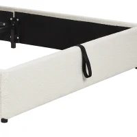 HOMCOM Queen Size Bed Frame with Charging Station, LED Lights, Adjustable Headboard, Upholstered Platform Bed Frame White(m-12)