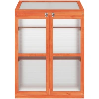 Outsunny Wooden Cold Frame Greenhouse Small Mini Planter Box, 30" L x 24" W x 44" H, Golden Red Finish(m-10)