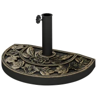 Outsunny 20lbs Half Round Patio Umbrella Base Outdoor Decorative Resin Parasol Stand Holder for Φ1.5", Φ1.9" Pole, for Lawn, Deck, Backyard, Garden, Bronze(m-11)