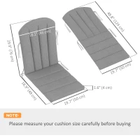 Outsunny Set of 4 Patio Chair Cushions, High Back Adirondack Chair Cushion with Ties, High-Density Foam, Grey(m-3)