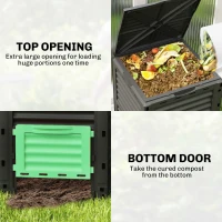 Outsunny Garden Compost Bin 80 Gallon Outdoor Large Capacity Composter Fast Create Fertile Soil Aerating Box, Green(m-4)