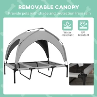 PawHut Elevated Dog Bed with Canopy, Raised Outdoor Pet Bed for Camping with Washable Breathable Mesh, 42" x 30" x 37"(m-5)