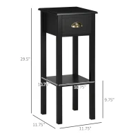 HOMCOM 2-Tier Nightstand, Side Table with Drawer and Shelf for Living Room or Bedroom, Set of 2, Black(m-3)