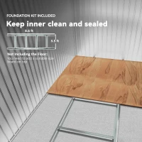 Outsunny 9' x 6' Outdoor Storage Shed, Garden Tool Metal Shed with Foundation Kit, Dark Gray(m-6)