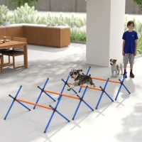 PawHut 4 Pieces Dog Agility Equipment, Dog Agility Course Backyard Set with Adjustable Height Jump Bars and Carry Bag(m-8)