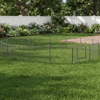 PawHut Heavy Duty Dog Playpen, 16 Panels Pet Playpen Dog Fence, Portable Puppy Exercise Pen, with 2 Doors Locking Latch, Outdoor or Indoor Use 23.5" Height(m-10)