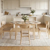 HOMCOM 55" Wood Kitchen Table, Drop Leaf Tables for Small Spaces, Natural(m-10)