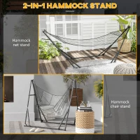 Outsunny Foldable Hammock Stand, Portable 2 in 1 Hammock Chair Stand Only with Carry Bag, Load Capacity 120kg, for Patio, Black(m-4)