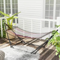 Outsunny Foldable Hammock Stand, Portable 2 in 1 Hammock Chair Stand Only with Carry Bag, Load Capacity 120kg, for Patio, Black(m-8)