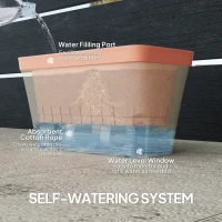 Outsunny 3 Pack Self Watering Flower Pots, 10.5 Inch Planter Box with Water Level Indicator for Vegetables, Succulents Plants(m-5)