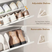 HOMCOM Shoe Storage Cabinet with 3 Flip Drawers and Adjustable Shelves for 12-18 Pairs of Shoes, White(m-5)