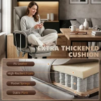 HOMCOM Massage Office Chair with 6 Points Vibration, Executive Desk Chair with High Back, PU Leather, Footrest, Gray(m-6)