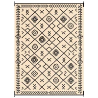 Outsunny Reversible Outdoor Rug, Waterproof Plastic Straw with Carry Bag, 9' x 12', Black & Beige Rhombus(m-1)