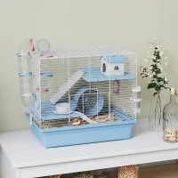 PawHut Hamster Cage, 3-Tier Small Animal Cage with Exercise Wheel, Food Bowl, Water Bottle, House, Tunnels, Ramps(m-2)