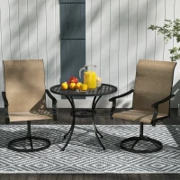 Outsunny Outdoor Swivel Dining Chairs Set of 2, High Back Swivel Chairs with All Weather Mesh for Deck, Backyard, Poolside, Brown(m-7)
