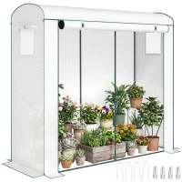 Outsunny Mini Greenhouse, Portable Greenhouse with Roll-Up Door and 2 Mesh Windows, PE Cover, 78.7" x 29.5" x 74", White(m-11)