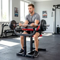 Soozier 265 LBS Preacher Curl Bench for Strength Training, Adjustable Seated Arm Isolated Barbell Dumbbell Bicep Station, Black(m-2)