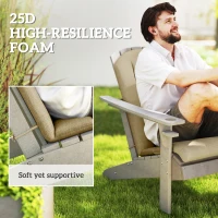 Outsunny Set of 2 Patio Chair Cushions, High Back Adirondack Chair Cushion with Ties, High-Density Foam, Beige(m-4)