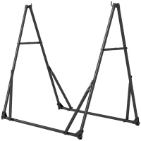 Outsunny Foldable Hammock Stand, Portable 2 in 1 Hammock Chair Stand Only with Carry Bag, Load Capacity 120kg, for Patio, Black(m-2)
