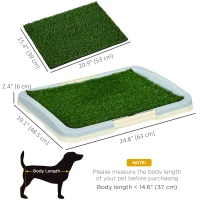 PawHut Puppy Training Pad, Indoor Portable Puppy Pad, with Artificial Grass, Grid, Panel, Tray, 24.8" x 19.1"(m-3)
