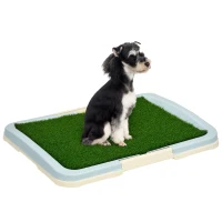 PawHut Puppy Training Pad, Indoor Portable Puppy Pad, with Artificial Grass, Grid, Panel, Tray, 24.8" x 19.1"(m-13)