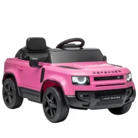 Qaba 12V Ride on Car Licensed Land Rover with Remote, Suspension, Slow Start, 3 Speeds, Lights, Music, Horn for 3-5, Pink(m-13)