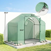 Outsunny 6' x 3' x 5' Portable Walk-in Greenhouse, PE Cover, Steel Frame Garden Hot House, Zipper Door, Top Vent for Flowers, Vegetables, Saplings, Tropical Plants, Green(m-3)