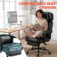 HOMCOM High Back Vibration Massage Office Chair Heated Reclining Computer Chair w/ Footrest, Swivel Wheels, Remote, Black(m-8)