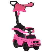 Aosom Mercedes-Benz G350 Licensed Push Car, 3-in-1 Toddler Sliding Car with Horn, Steering, Foot Rest, Seat Storage, Pink(m-9)