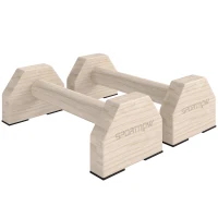 Soozier Push up Handles, Wooden Parallettes Bars with Non-Slip Base, Calisthenics Equipment for Home, Gym, Fitness, Exercise, Natural Wood(m-11)