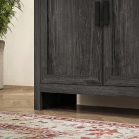 HOMCOM 64" 4-Door Kitchen Pantry, Freestanding Storage Cabinet with 3 Adjustable Shelves for Kitchen, Gray Oak(m-9)