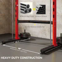 Soozier Squat Rack with Pull Up Bar and Barbell Bar Adjustable Bench Press Multi-Function Weight Lifting Half Rack Red(m-7)