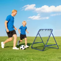 HOMCOM Volleyball Rebounder Net Football Training Aid Kickback Target Play Blue(m-7)