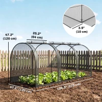 Outsunny 9' x 4' Crop Cage, Garden Plant Protector, with 3 Zippered Doors and 4 Ground Stakes, for Garden, Yard, Lawn, Black(m-3)