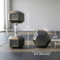 Soozier 2x40 lbs Rubber Hex Dumbbell, Weight Dumbbell Hand Weight Barbell for Body Fitness Training for Home Office Gym, Black(m-3)