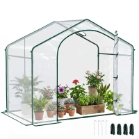 Outsunny 6' x 3' x 5' Portable Walk-in Greenhouse, Plastic Cover, Steel Frame Garden Hot House, Zipper Door, Top Vent for Flowers, Vegetables, Saplings, Tropical Plants, Clear(m-1)