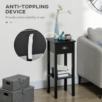 HOMCOM 2-Tier Nightstand, Side Table with Drawer and Shelf for Living Room or Bedroom, Set of 2, Black(m-7)