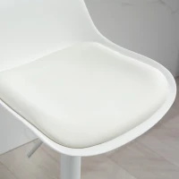 HOMCOM Counter Height Bar Stools Set of 2, Streamlined Bar Chairs with Adjustable Height and Swivel PU Leather Seat, White(m-11)