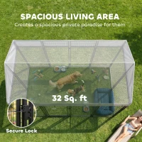 PawHut Outdoor Dog Kennel with Roof, 8' x 4' x 6' Heavy Duty Welded Wire Dog Playpen Enclosure with Escape-proof Lock(m-4)