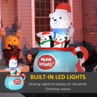 Outsunny 5ft Christmas Inflatables Outdoor Decorations Blessed Polar Bear and Penguins in the Cup, Blow-Up LED Yard Christmas Decor for Garden, Lawn, Party, Holiday(m-4)